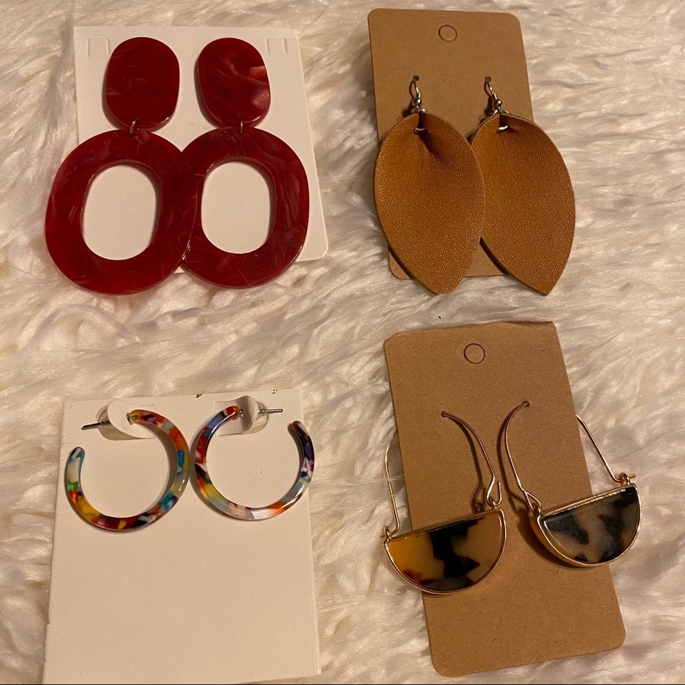 N - Lot of 4 pair of statement earrings new